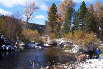 First snow on river